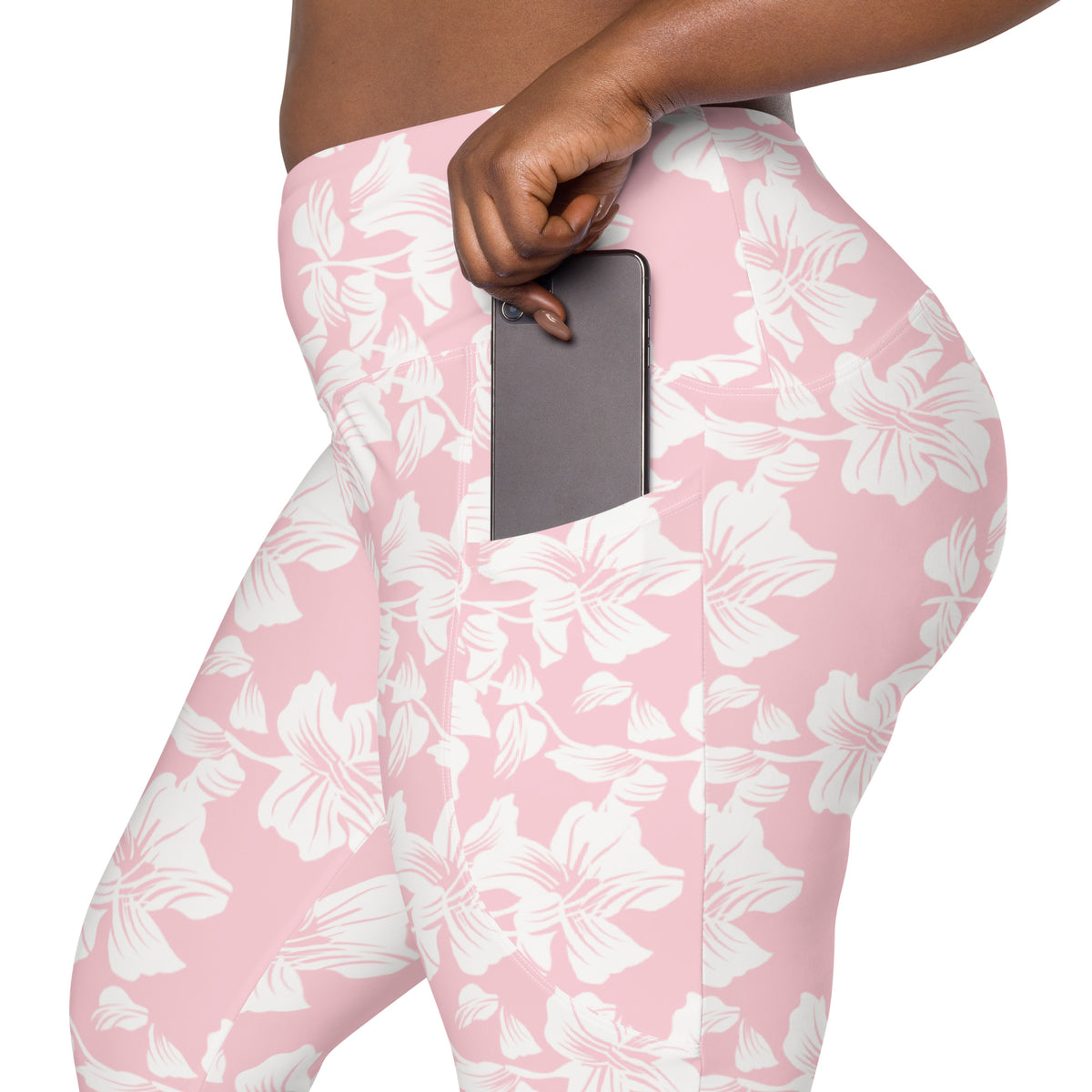 Women’s Pink Lily Yoga Leggings With Pockets – High-Waisted, Soft Compression Active Pants