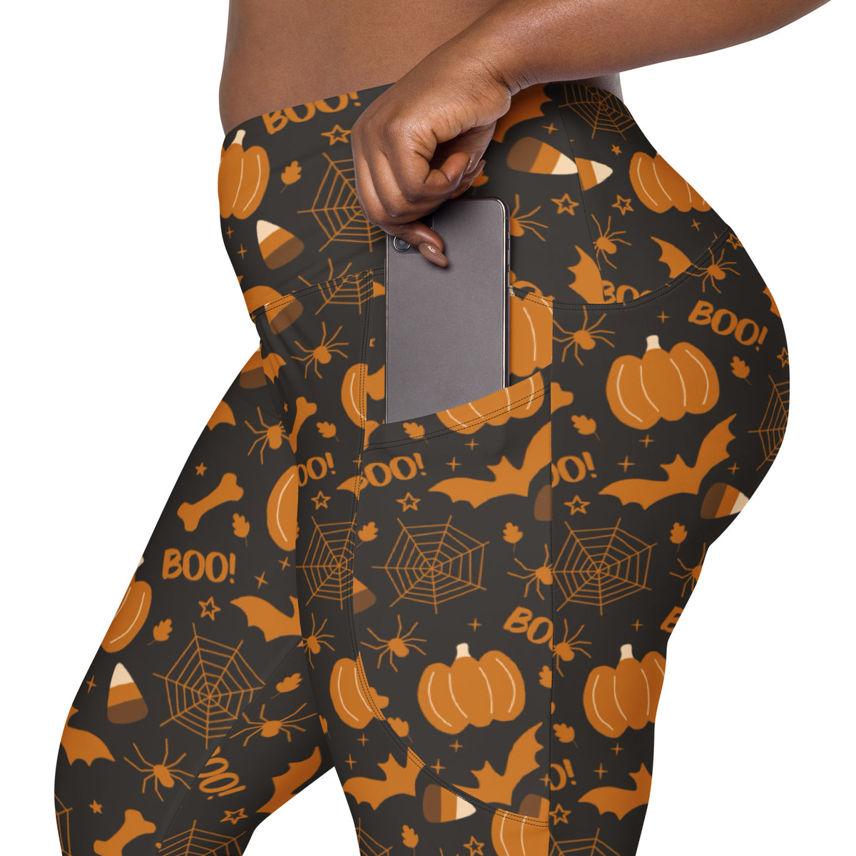 Women’s Halloween Pumpkin Yoga Leggings With Pockets – High-Waisted, Soft Compression Active Pants