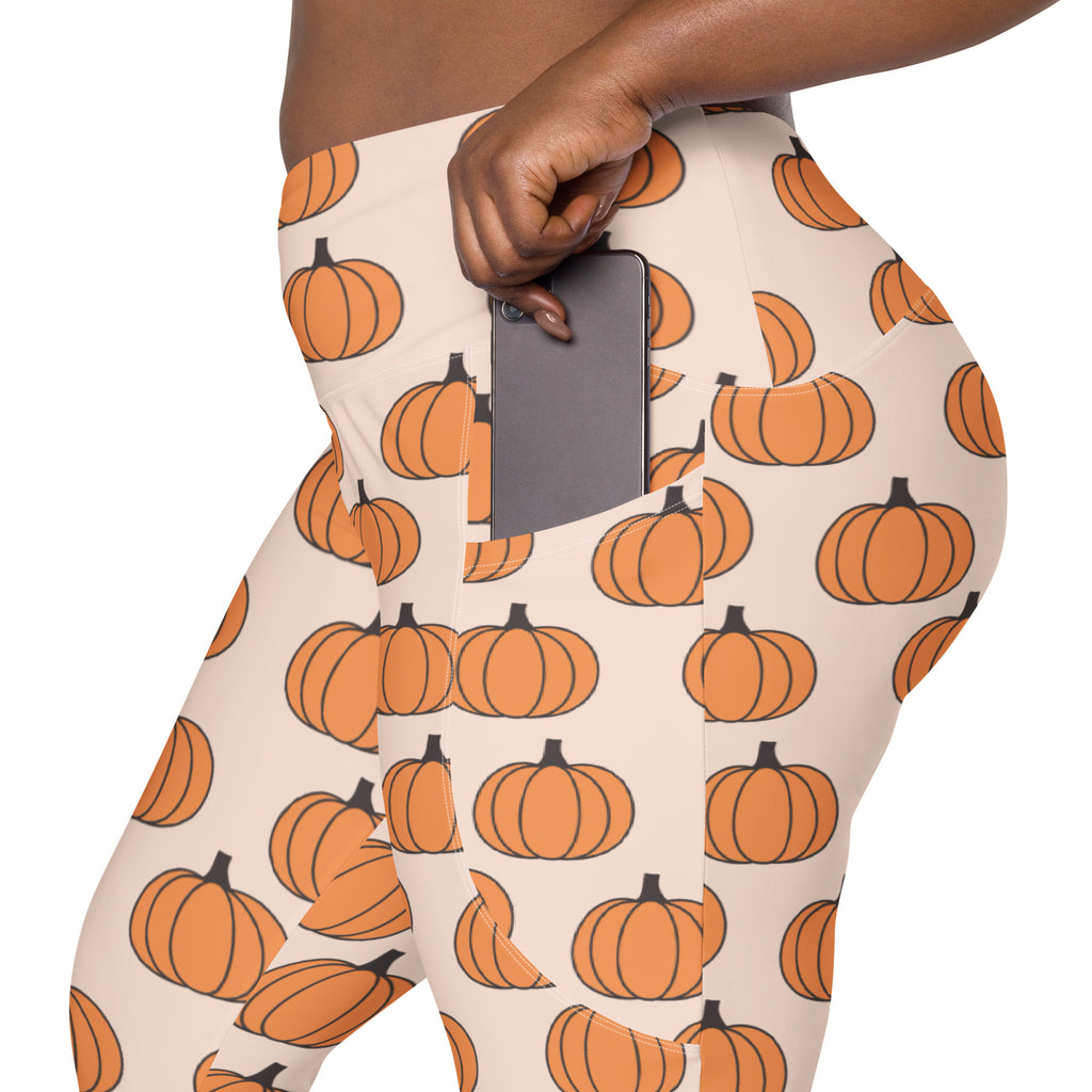 Women’s Pumpkin Patch Autumn Yoga Leggings With Pockets – High-Waisted, Soft Compression Active Pants