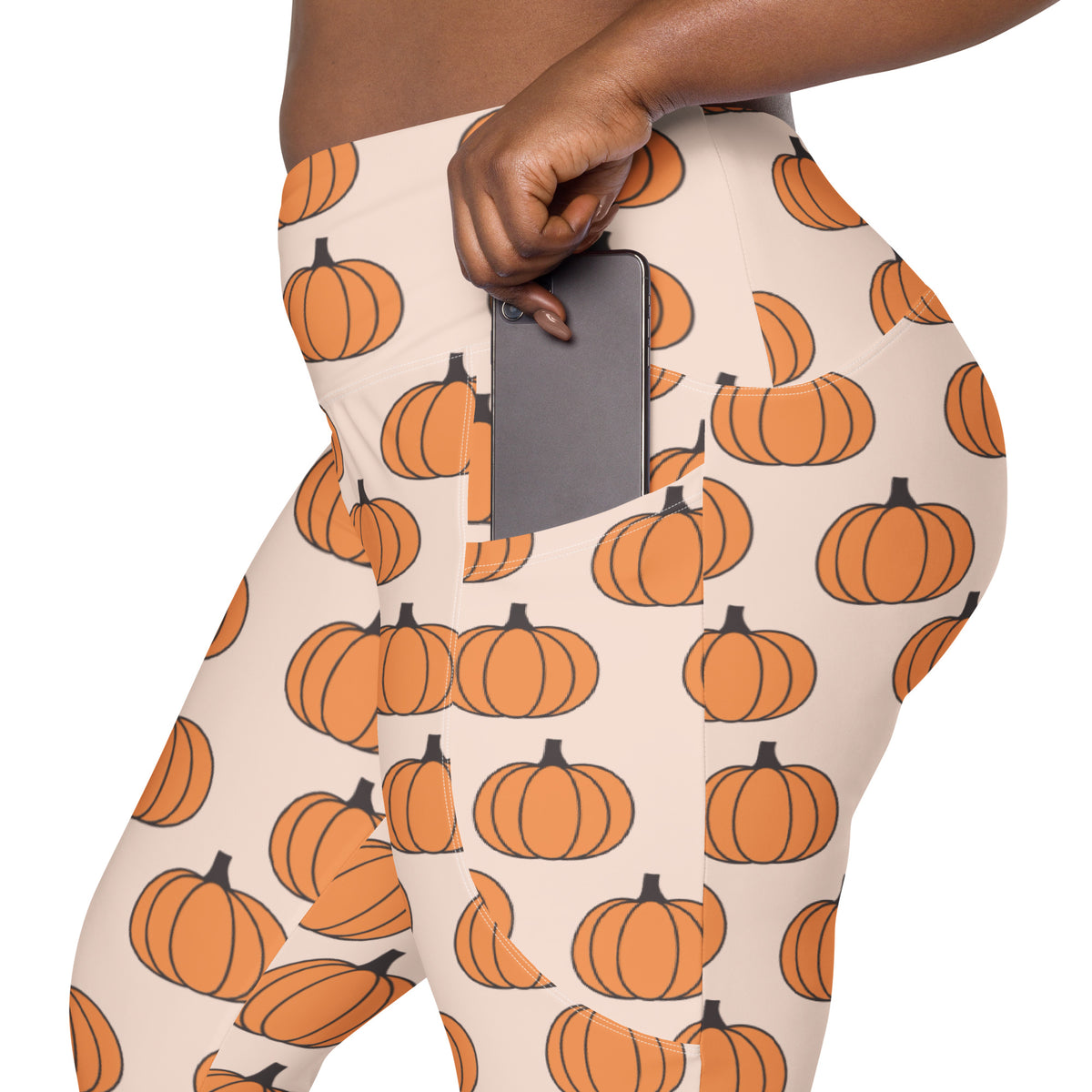 Women’s Pumpkin Patch Autumn Yoga Leggings With Pockets – High-Waisted, Soft Compression Active Pants