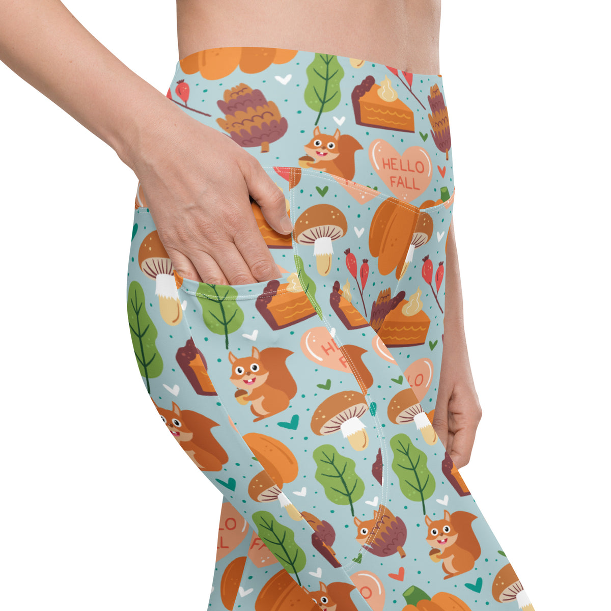Women’s Fall Squirrel Yoga Leggings With Pockets – High-Waisted, Soft Compression Active Pants