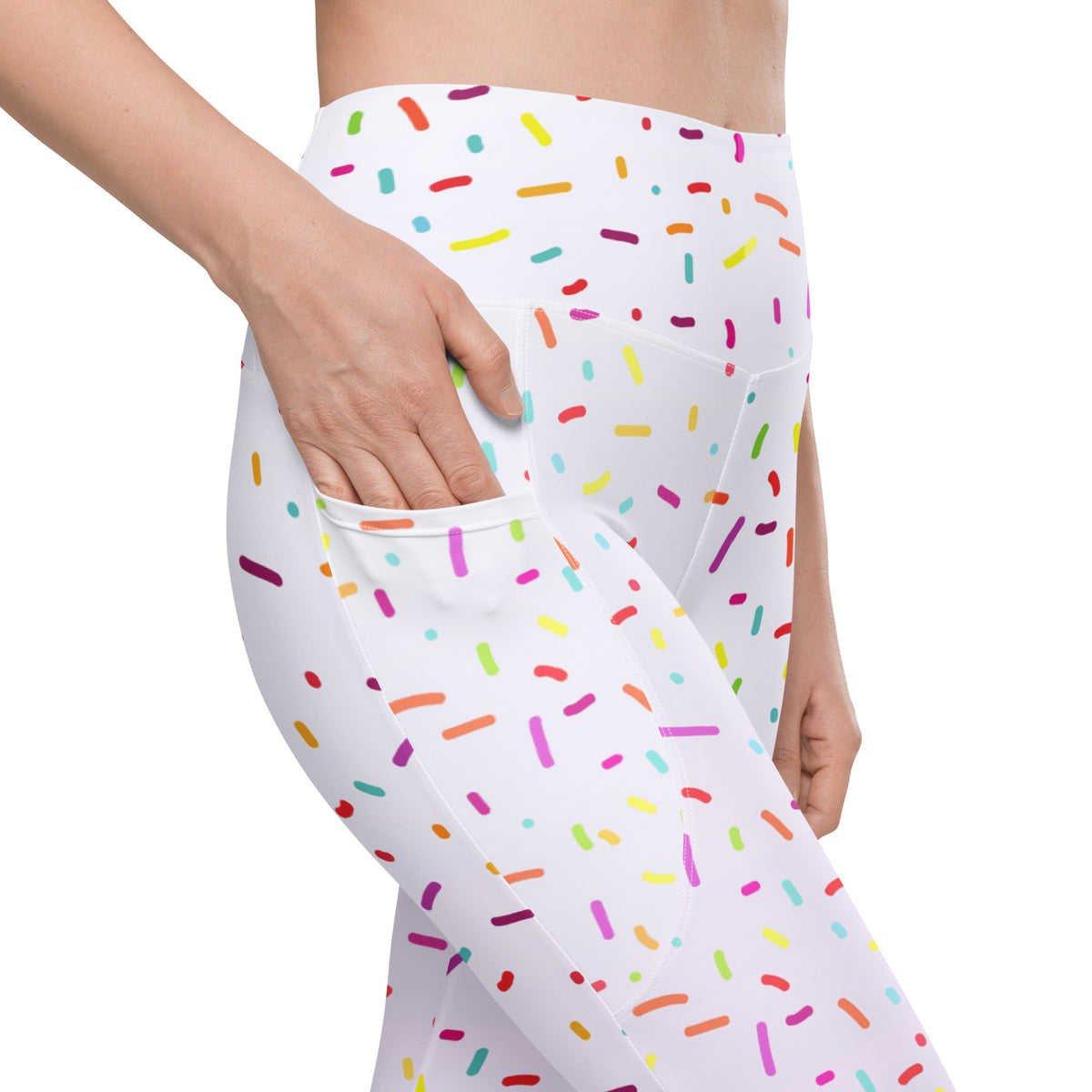 Women’s Colorful Sprinkles Yoga Leggings With Pockets – High-Waisted, Soft Compression Active Pants