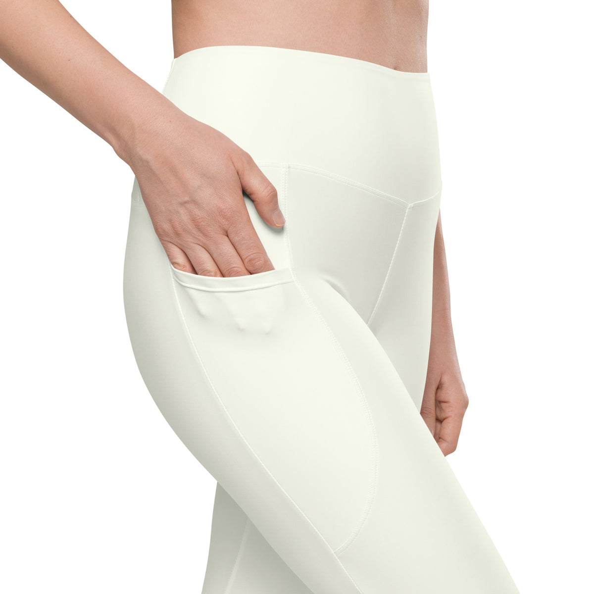Women’s Ivory Yoga Leggings With Pockets – High-Waisted, Soft Compression Active Pants