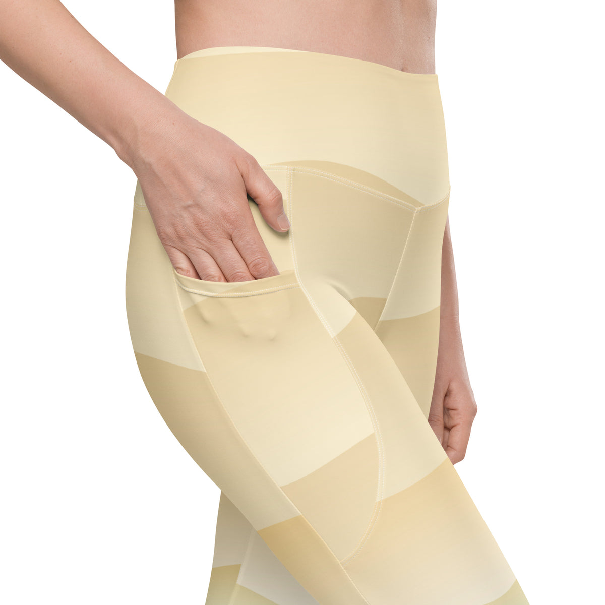 Women’s Pastel Beach Sunset Yoga Leggings With Pockets – High-Waisted, Soft Compression Active Pants