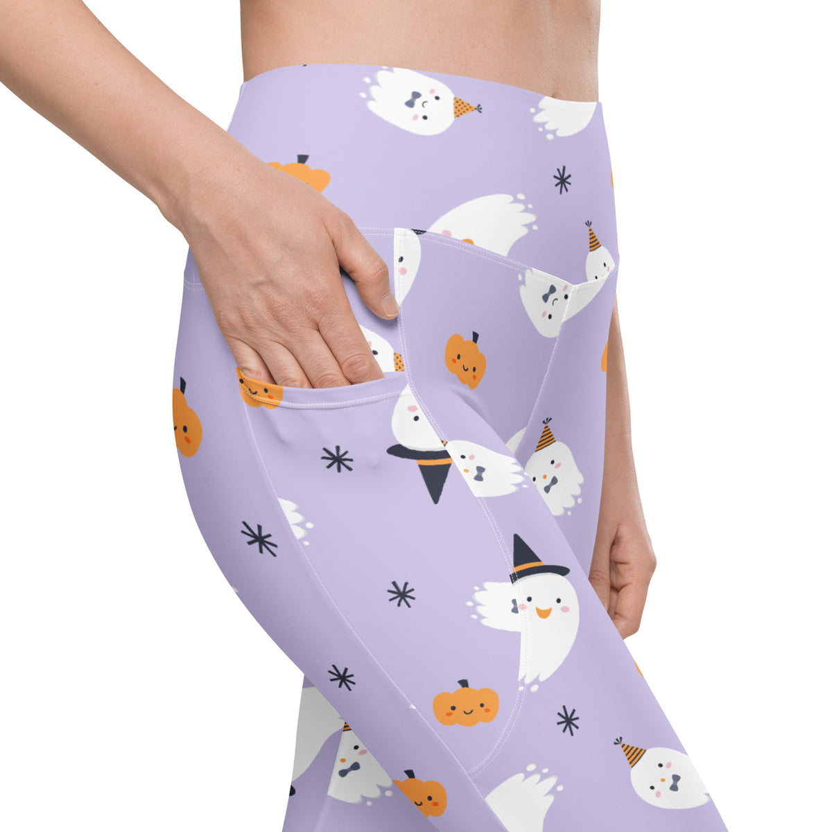 Women’s Ghost Witch Halloween Yoga Leggings With Pockets – High-Waisted, Soft Compression Active Pants