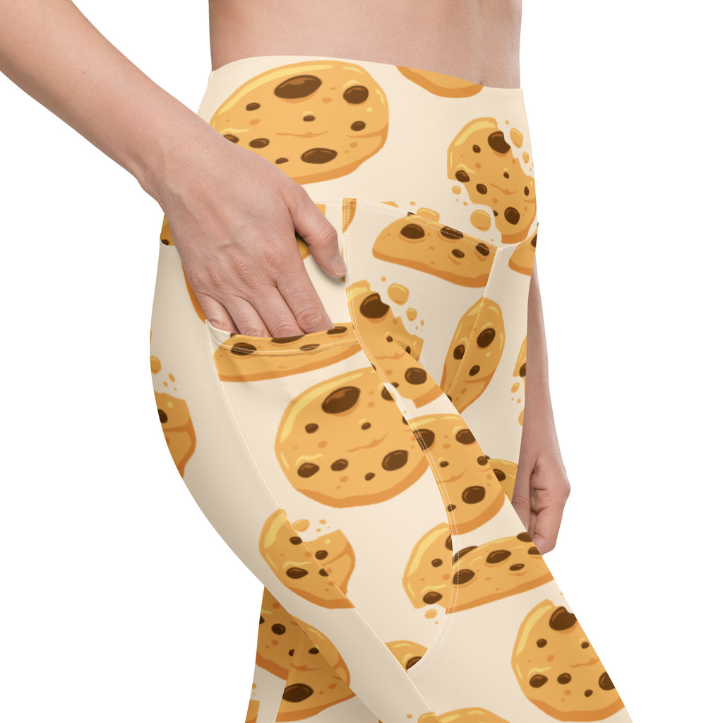 Women’s Chocolate Chip Cookie Leggings With Pockets – High-Waisted, Soft Compression Active Pants