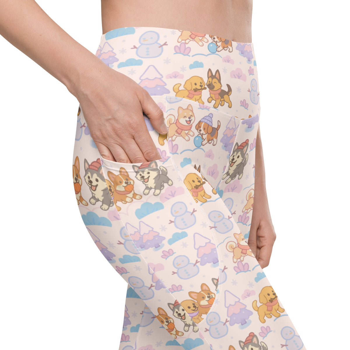 Women’s Winter Dogs Yoga Leggings With Pockets – High-Waisted, Soft Compression Active Pants