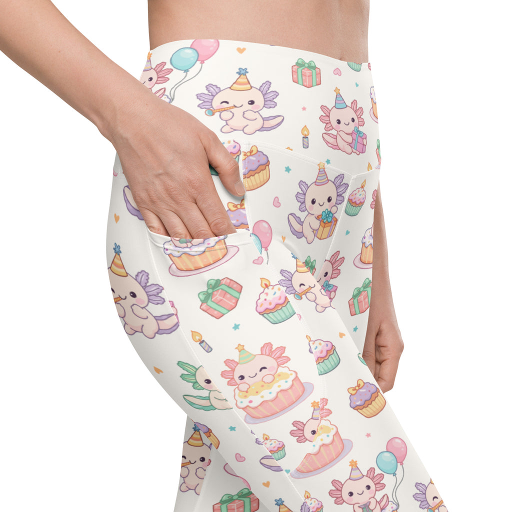 Women’s Axolotl Birthday Yoga Leggings With Pockets – High-Waisted, Soft Compression Active Pants
