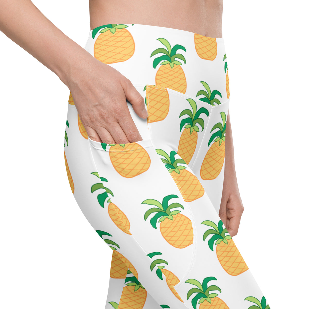 Women’s Pineapple Yoga Leggings With Pockets – High-Waisted, Soft Compression Active Pants