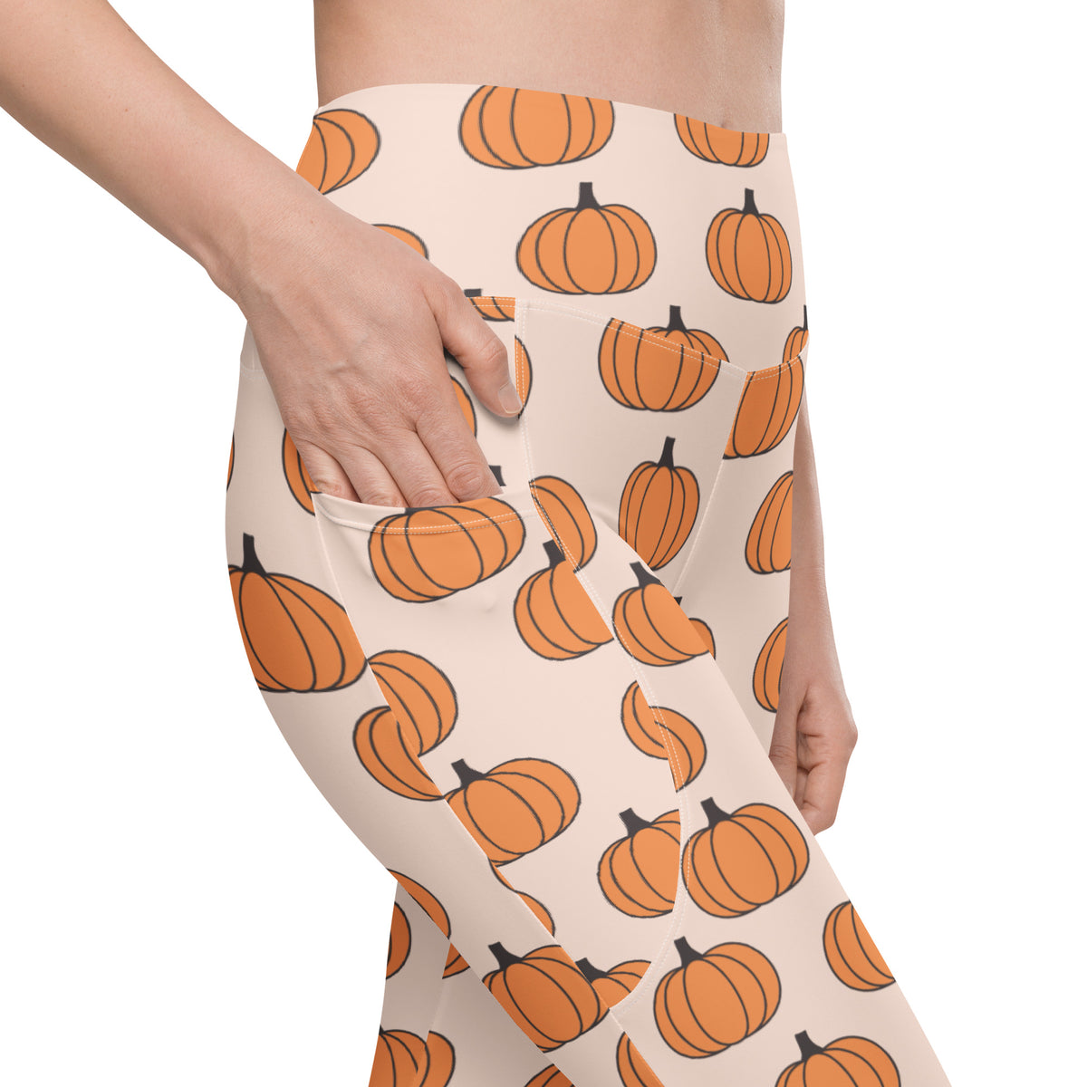 Women’s Pumpkin Patch Autumn Yoga Leggings With Pockets – High-Waisted, Soft Compression Active Pants