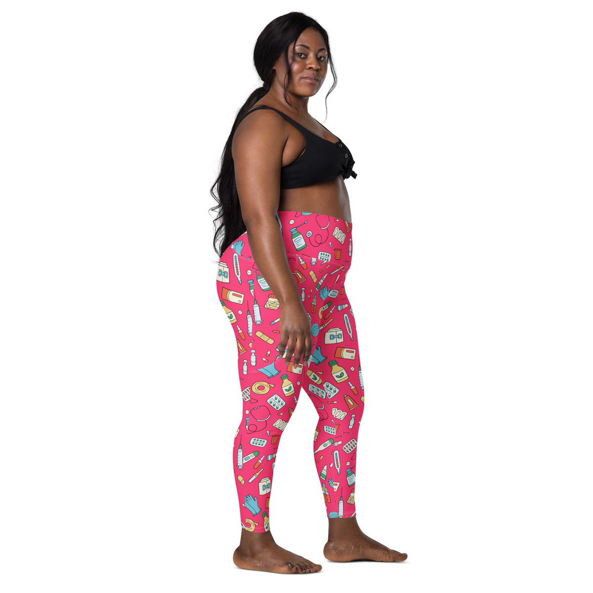Women’s Nurse Themed Yoga Leggings With Pockets – High-Waisted, Soft Compression Active Pants