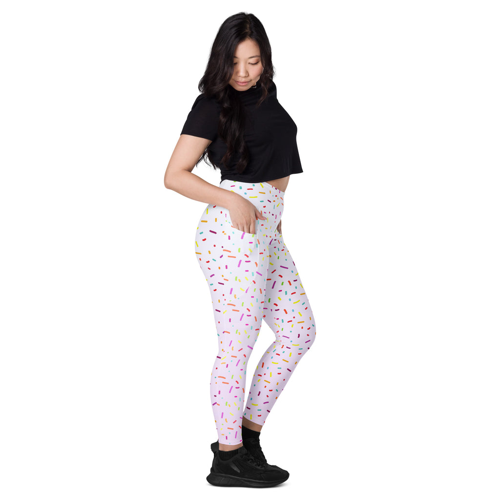 Women’s Colorful Sprinkles Yoga Leggings With Pockets – High-Waisted, Soft Compression Active Pants