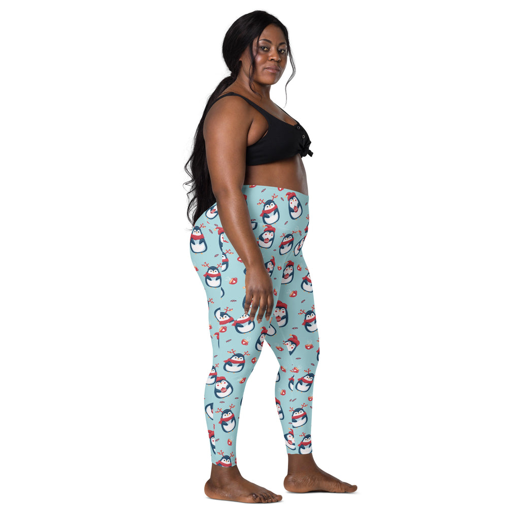Women’s Christmas Penguin Yoga Leggings With Pockets – High-Waisted, Soft Compression Active Pants