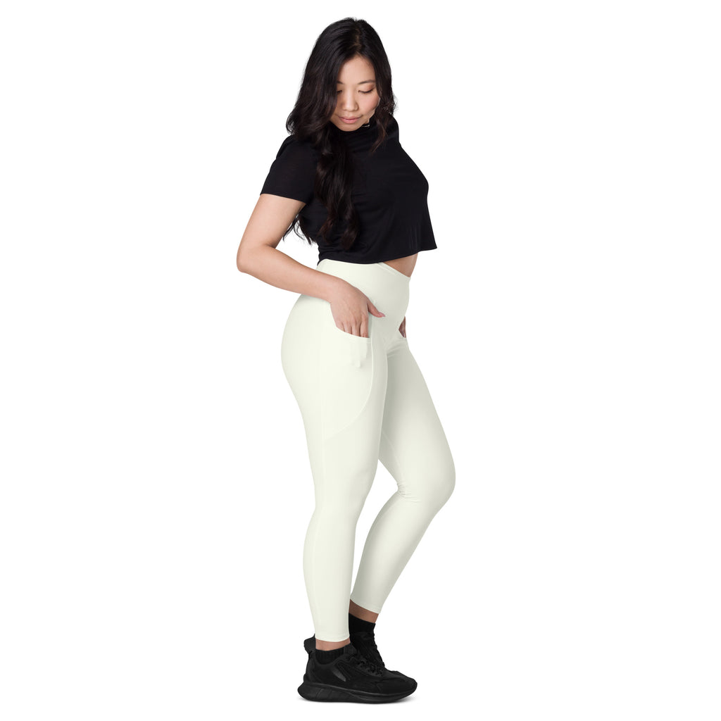 Women’s Ivory Yoga Leggings With Pockets – High-Waisted, Soft Compression Active Pants