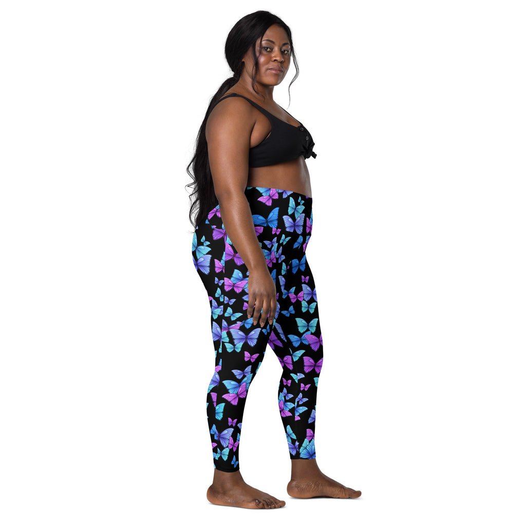 Women’s Vibrant Butterfly Leggings With Pockets – High-Waisted, Soft Compression Active Pants