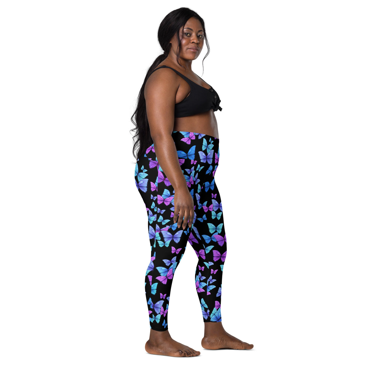 Women’s Vibrant Butterfly Leggings With Pockets – High-Waisted, Soft Compression Active Pants