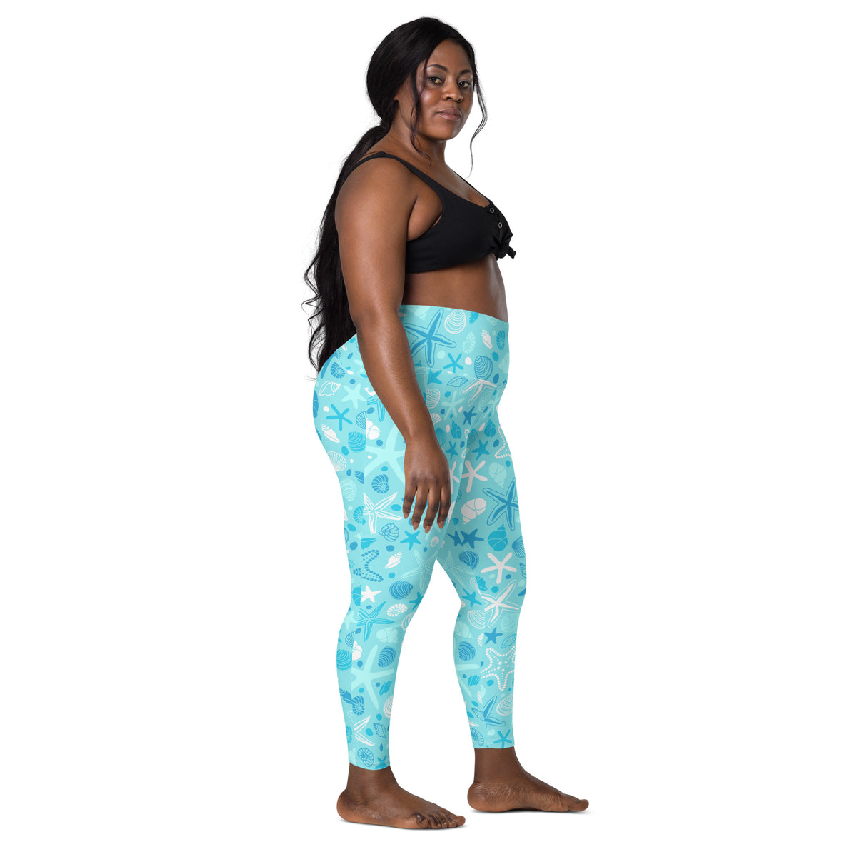 Women’s Starfish & Shells Leggings With Pockets – High-Waisted, Soft Compression Active Pants