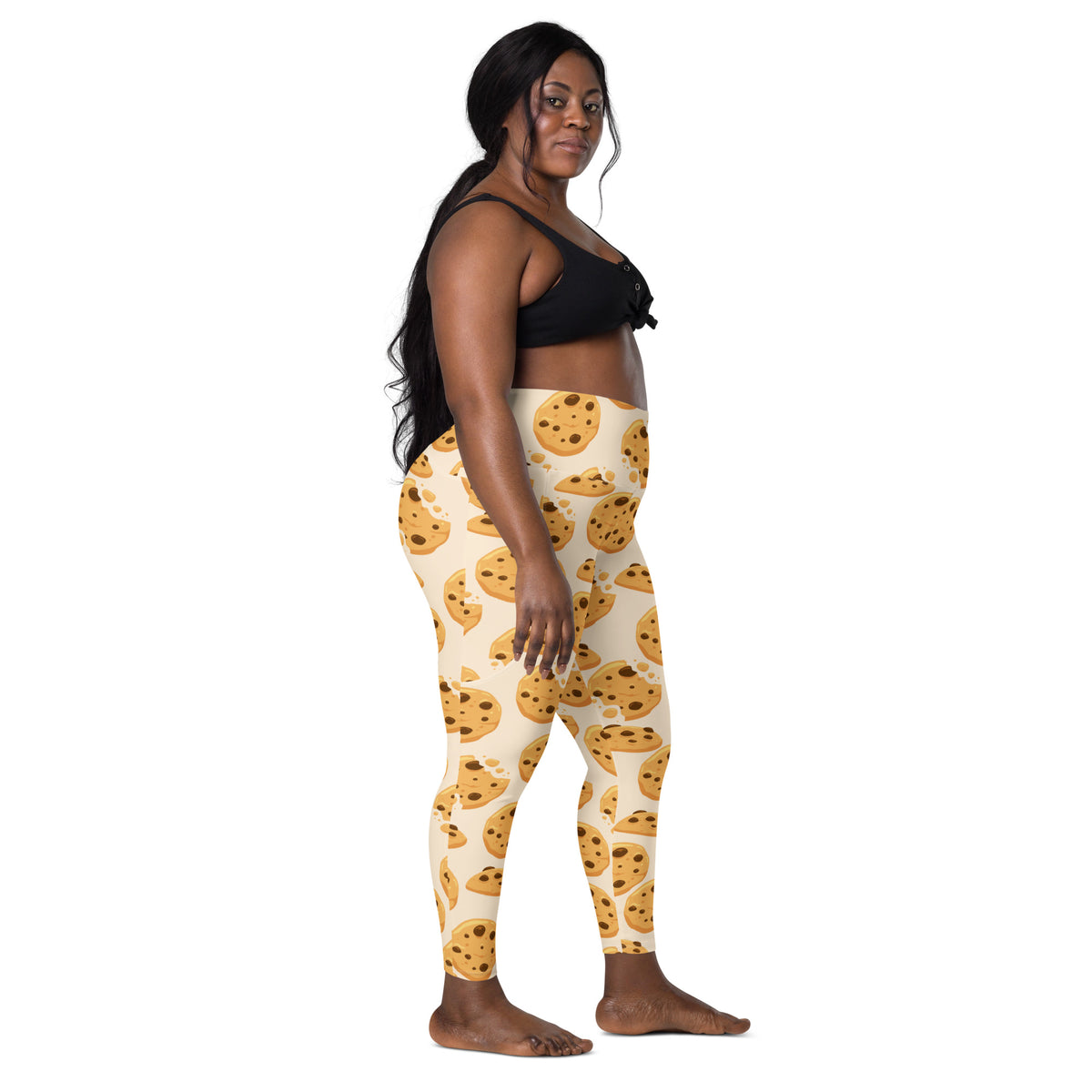 Women’s Chocolate Chip Cookie Leggings With Pockets – High-Waisted, Soft Compression Active Pants
