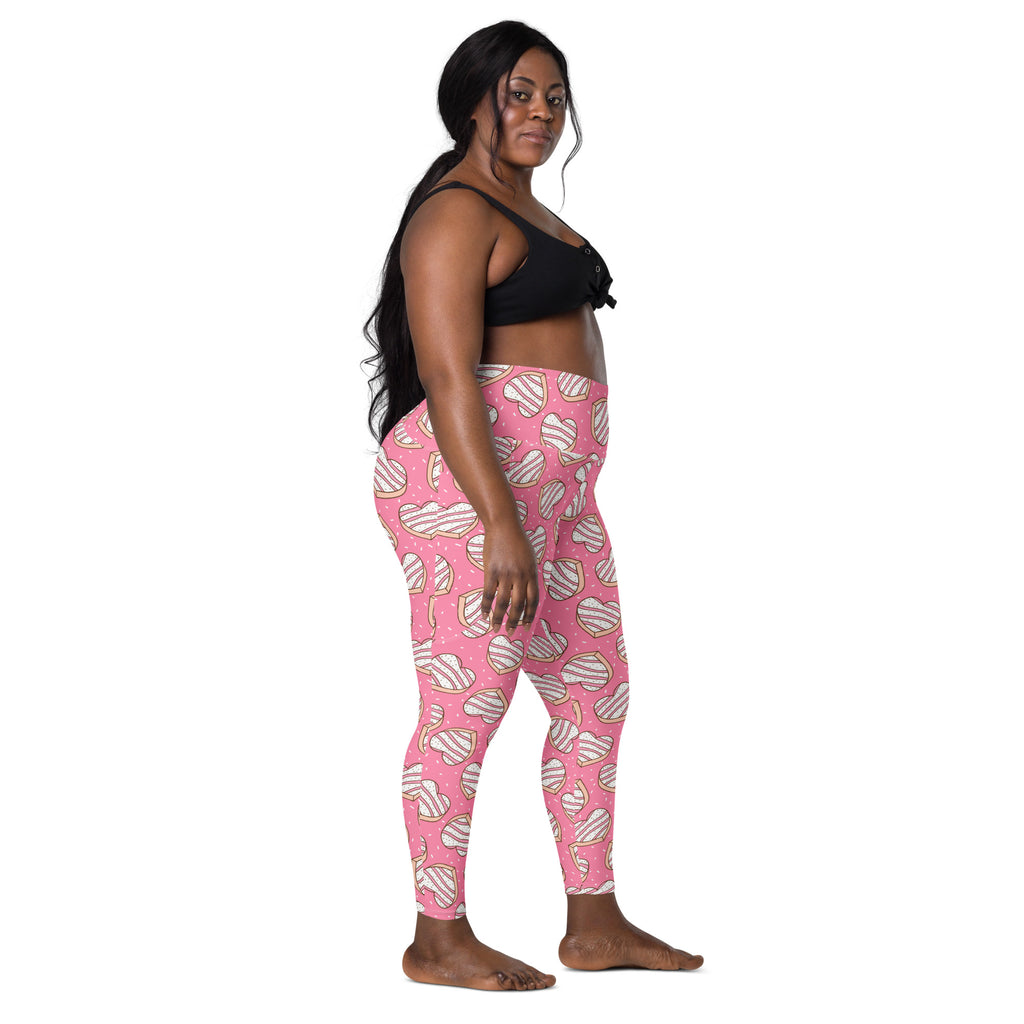 Women’s Pink Heart Cookie Yoga Leggings With Pockets – High-Waisted, Soft Compression Active Pants