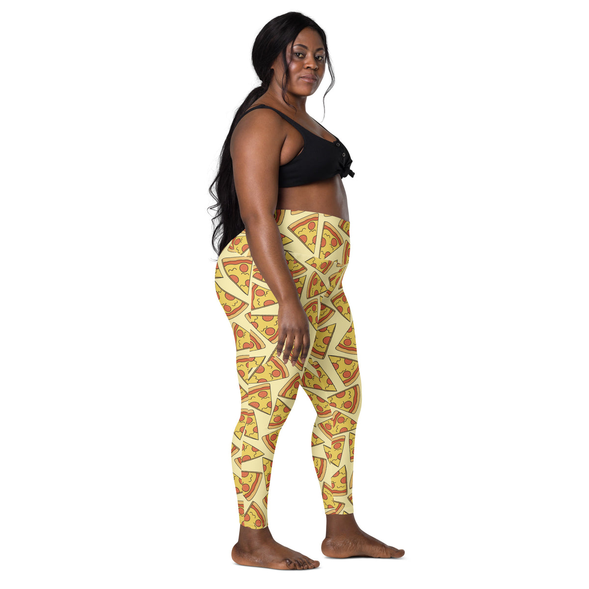 Women’s Pizza Slice Yoga Leggings With Pockets – High-Waisted, Soft Compression Active Pants