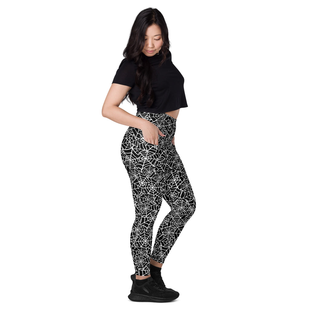 Women’s Spider Web Yoga Leggings With Pockets – High-Waisted, Soft Compression Active Pants