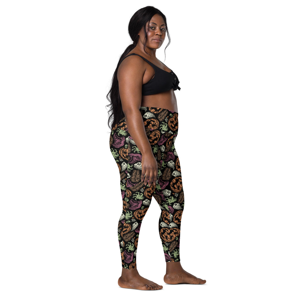 Women’s Spooky Halloween Yoga Leggings With Pockets – High-Waisted, Soft Compression Active Pants