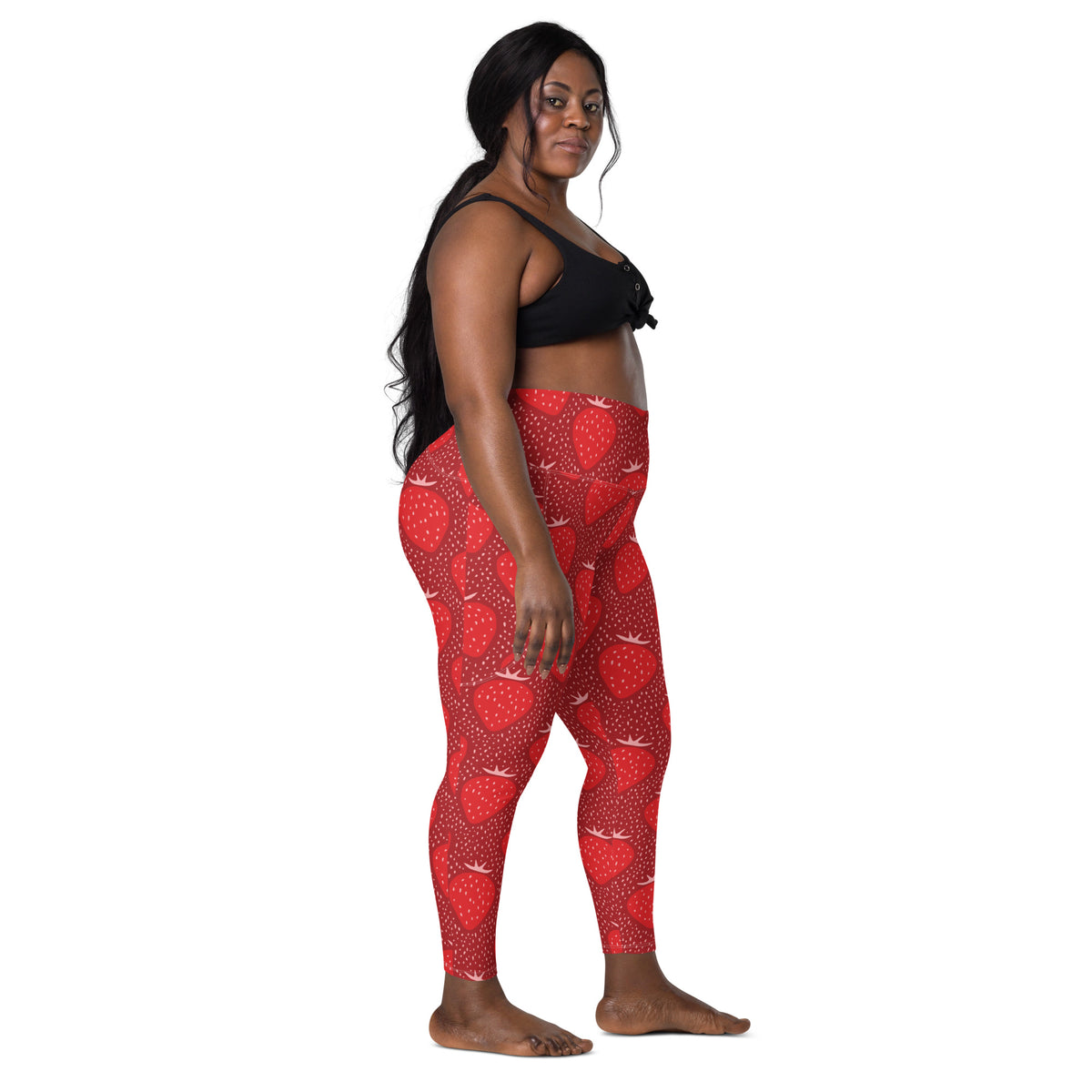 Women’s Strawberry Yoga Leggings With Pockets – High-Waisted, Soft Compression Active Pants