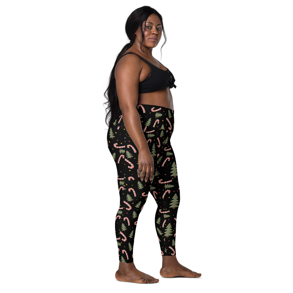 Women’s Christmas Candy Cane Yoga Leggings With Pockets – High-Waisted, Soft Compression Active Pants