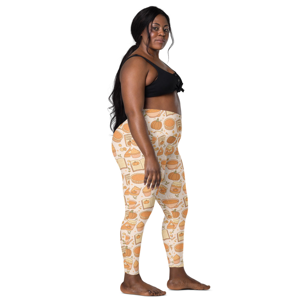 Women’s Pumpkin Pie Themed Yoga Leggings With Pockets – High-Waisted, Soft Compression Active Pants