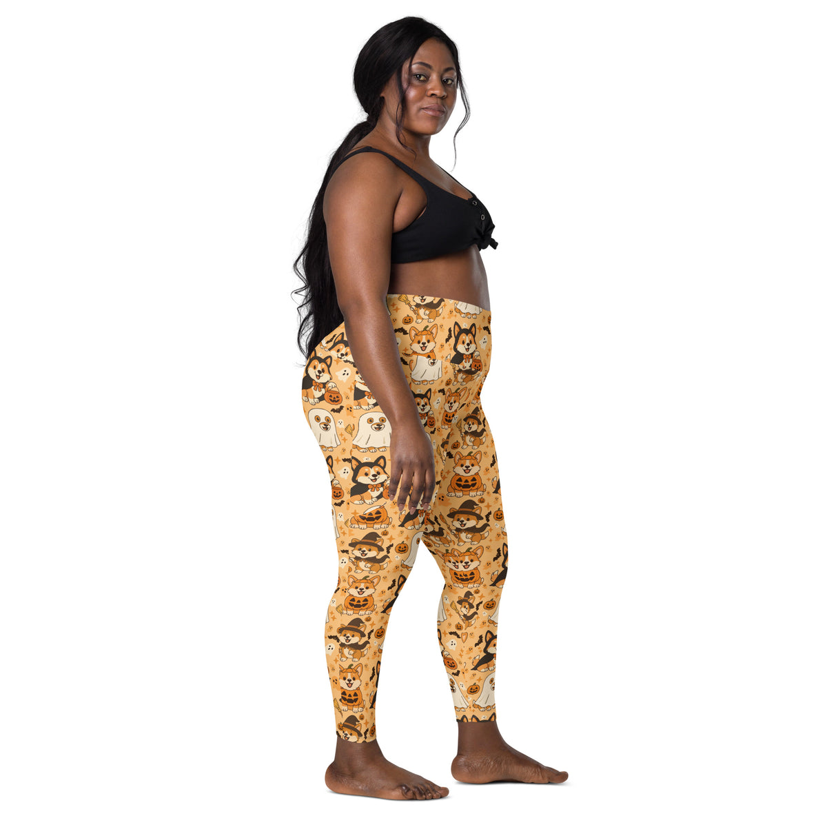 Women’s Halloween Corgi Yoga Leggings With Pockets – High-Waisted, Soft Compression Active Pants