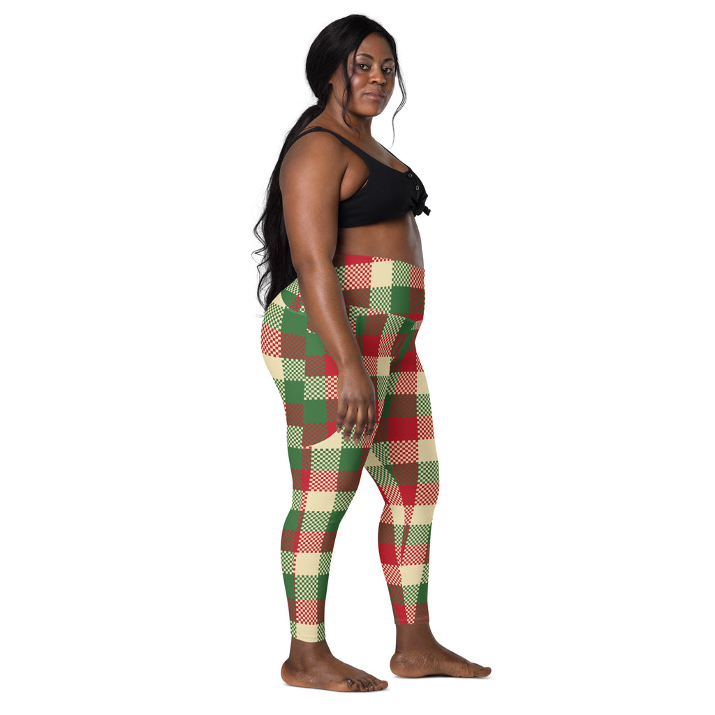 Women’s Christmas Plaid Yoga Leggings With Pockets – High-Waisted, Soft Compression Active Pants