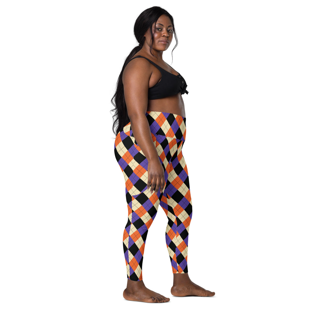 Women’s Halloween Argyle Yoga Leggings With Pockets – High-Waisted, Soft Compression Active Pants