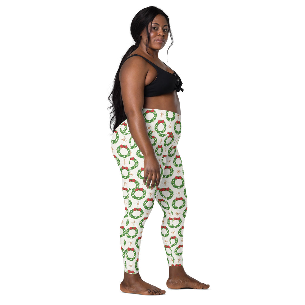 Women’s Christmas Wreath Yoga Leggings With Pockets – High-Waisted, Soft Compression Active Pants