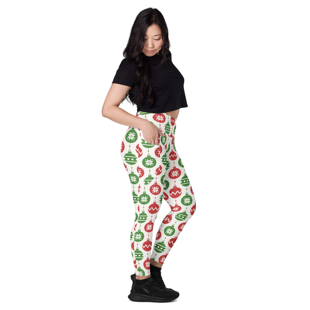 Women’s Christmas Ornament Yoga Leggings With Pockets – High-Waisted, Soft Compression Active Pants