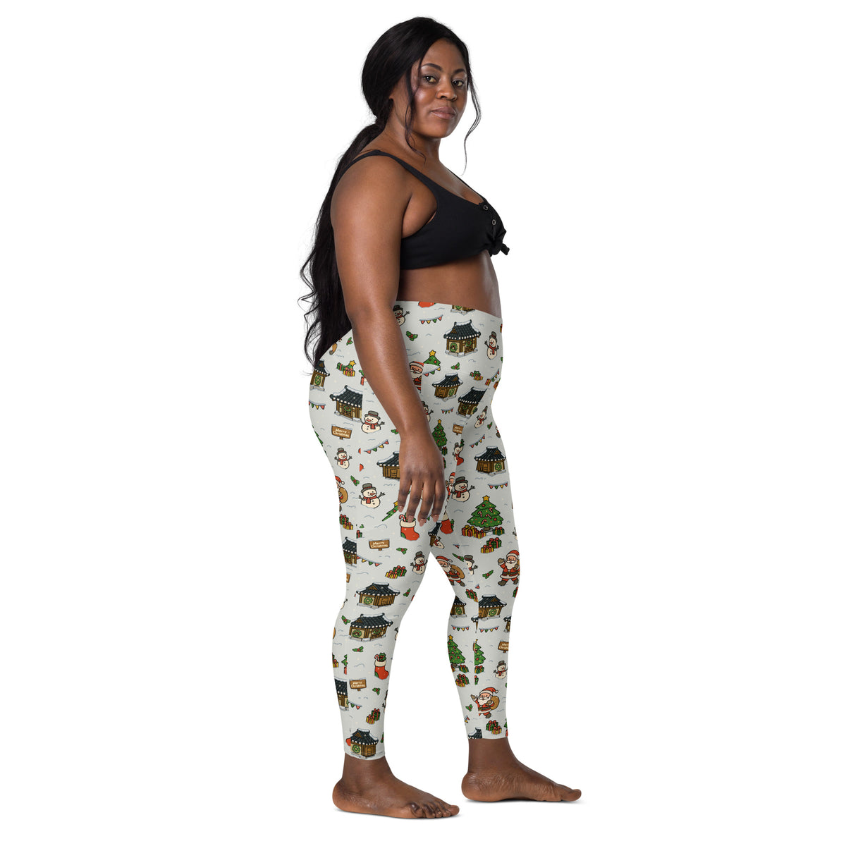 Women’s Christmas Village Yoga Leggings With Pockets – High-Waisted, Soft Compression Active Pants