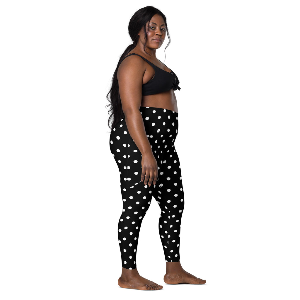 Women’s Black Polka Dot Yoga Leggings With Pockets – High-Waisted, Soft Compression Active Pants
