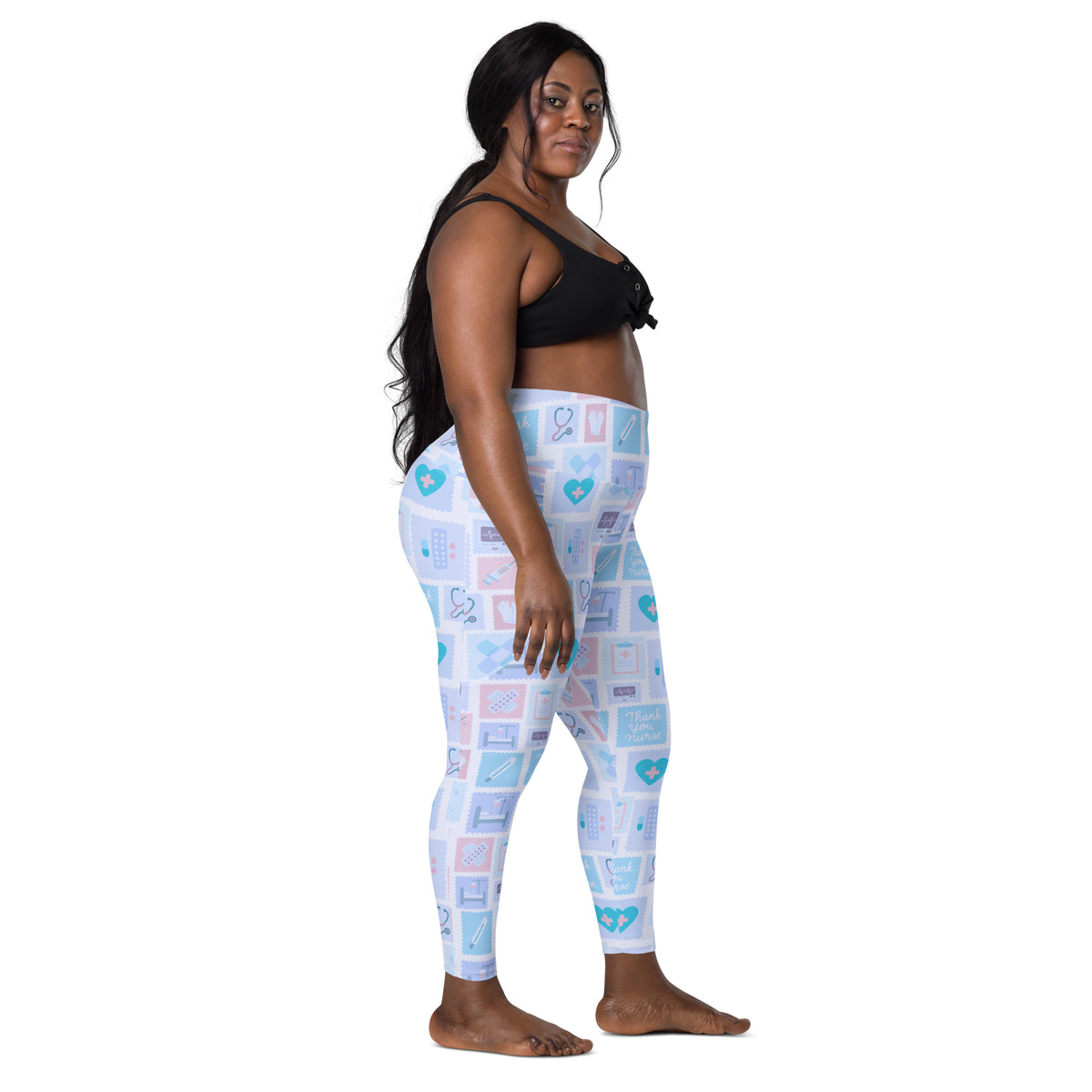 Women’s Blue Nurse Icon Yoga Leggings With Pockets – High-Waisted, Soft Compression Active Pants