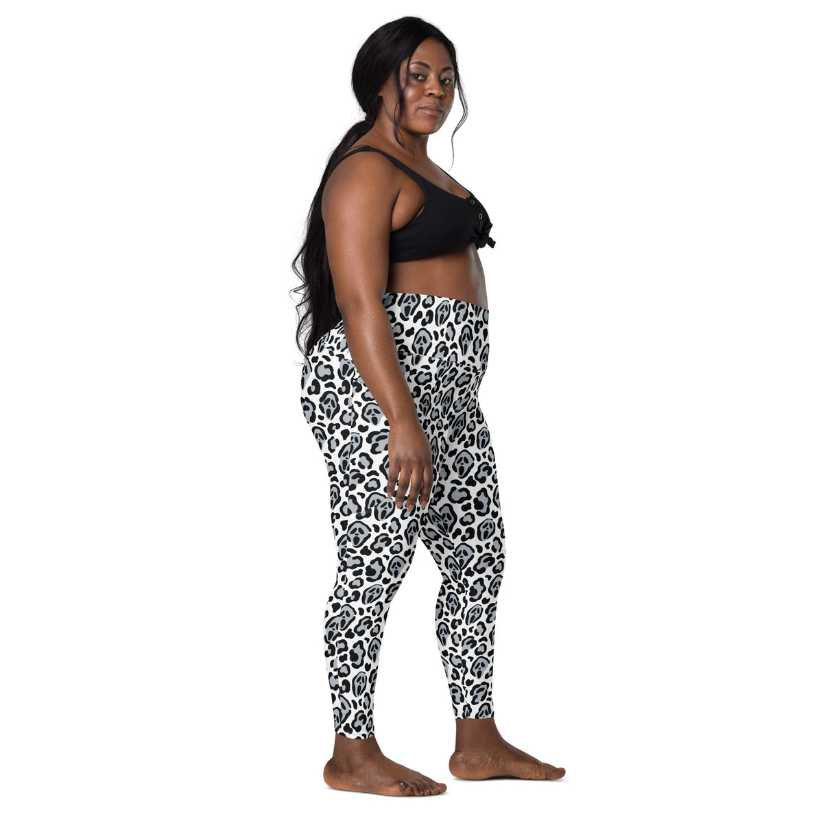 Women’s Ghost Face Leopard Yoga Leggings With Pockets – High-Waisted, Soft Compression Active Pants