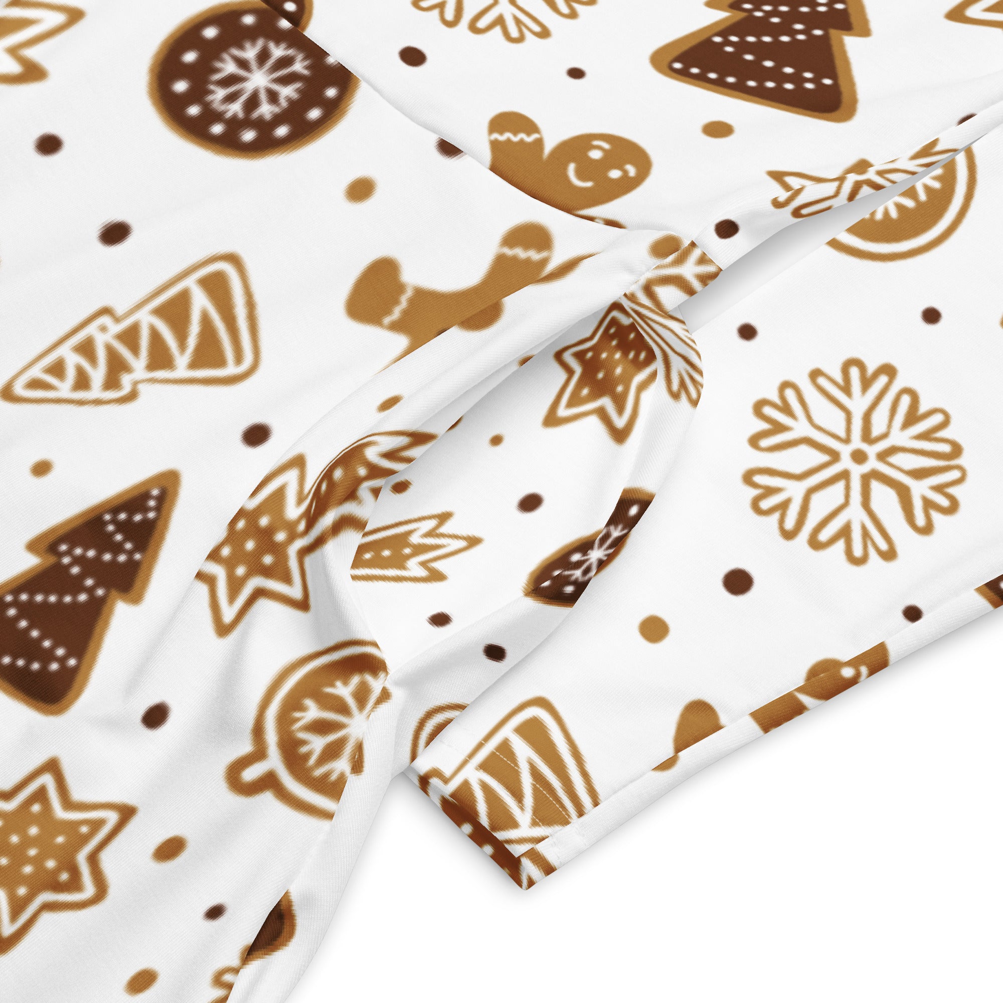 Women’s gingerbread cookies christmas long sleeve midi dress with pockets featuring white fabric with festive brown cookie pattern