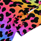 Women's Rainbow Leopard Long Sleeve Midi Dress With Pockets