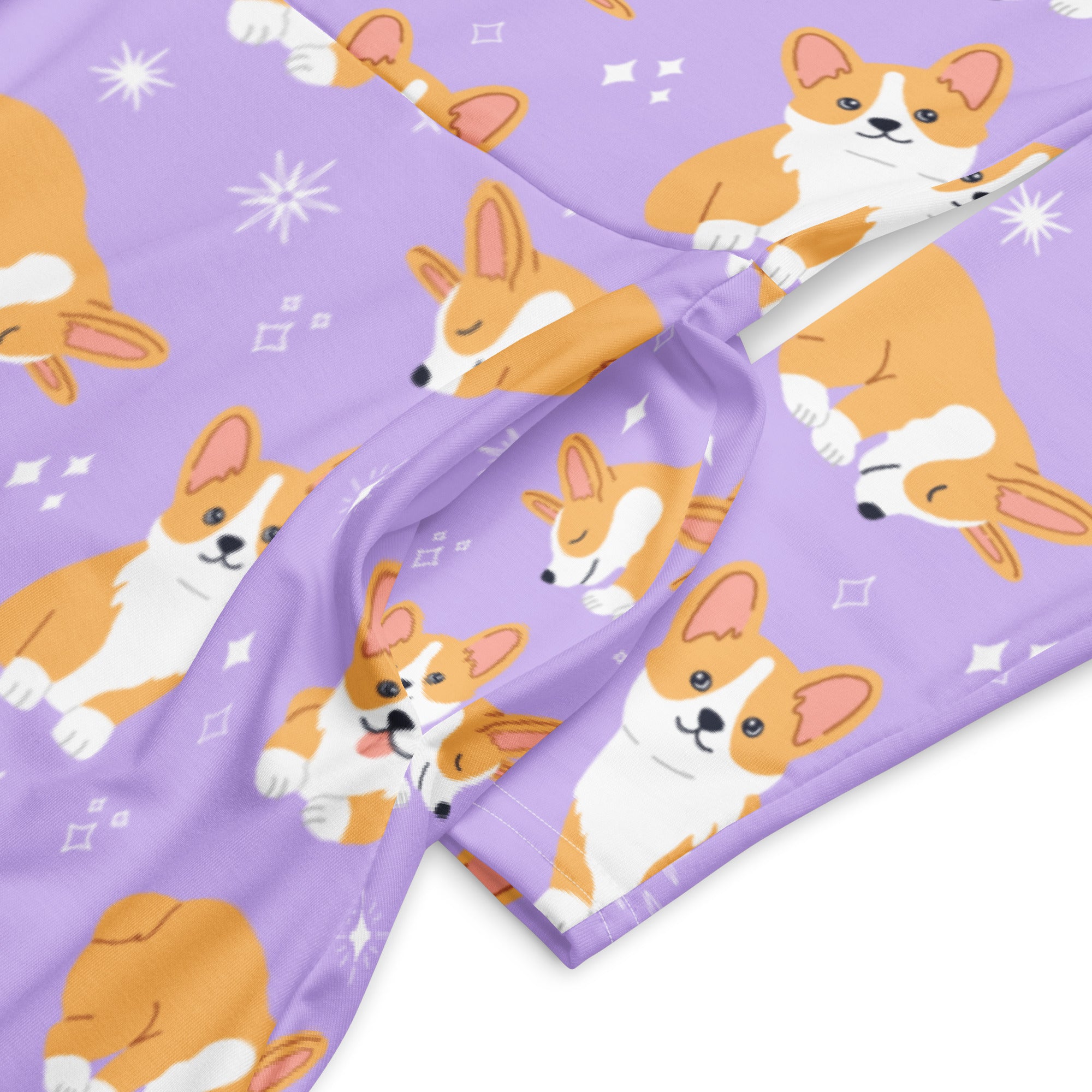 Women's Purple Corgi Dog Long Sleeve Midi Dress With Pockets