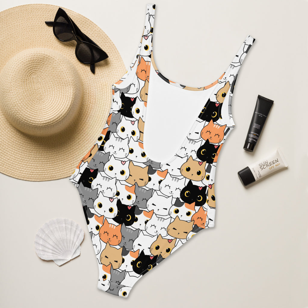Women's Cat Face Buttery Soft Swimsuit With UPF 50+