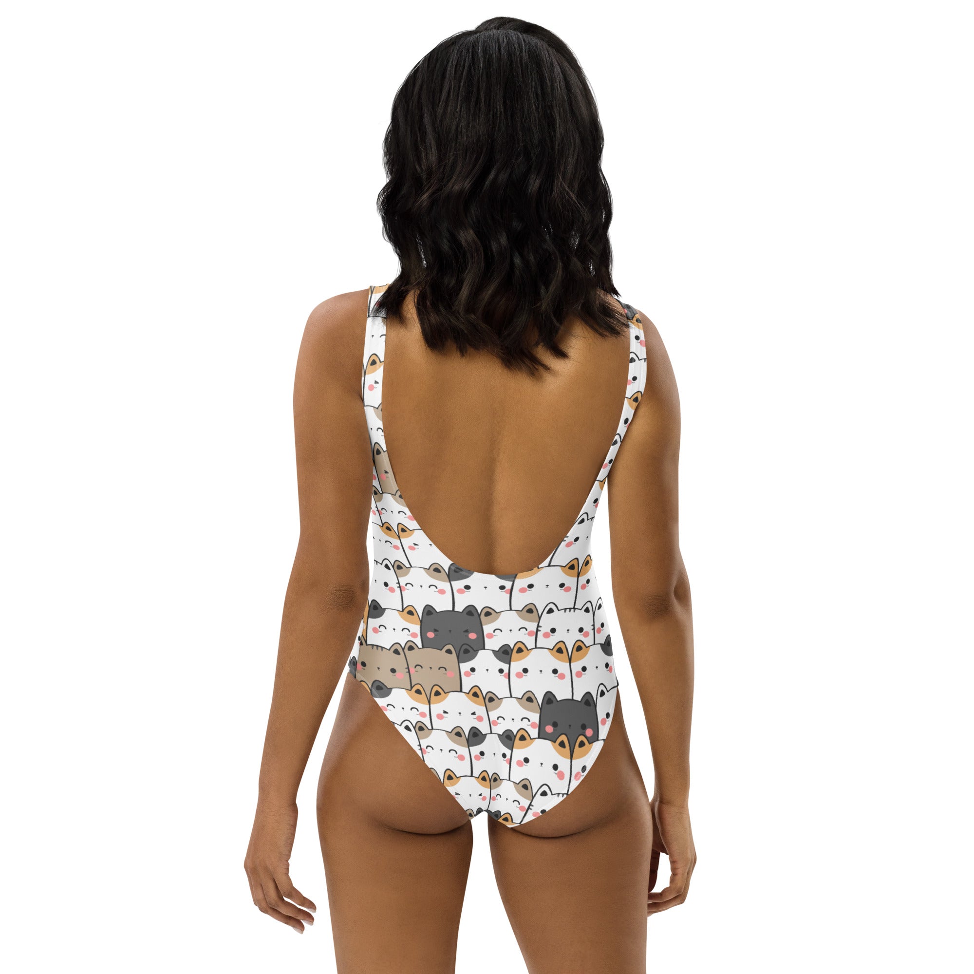Women's Kawaii Cat Pattern Buttery Soft Swimsuit With UPF 50+