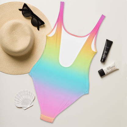 Women's Bright Rainbow Buttery Soft Swimsuit With UPF 50+