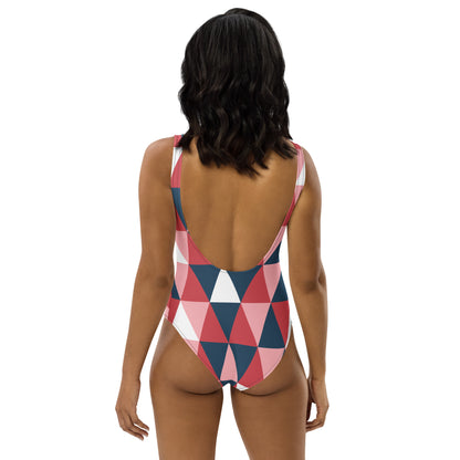 Women's Geometric Colorblock Buttery Soft Swimsuit With UPF 50+