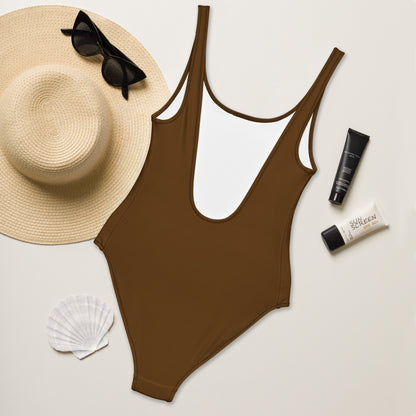 Women's Brown Buttery Soft Swimsuit With UPF 50+