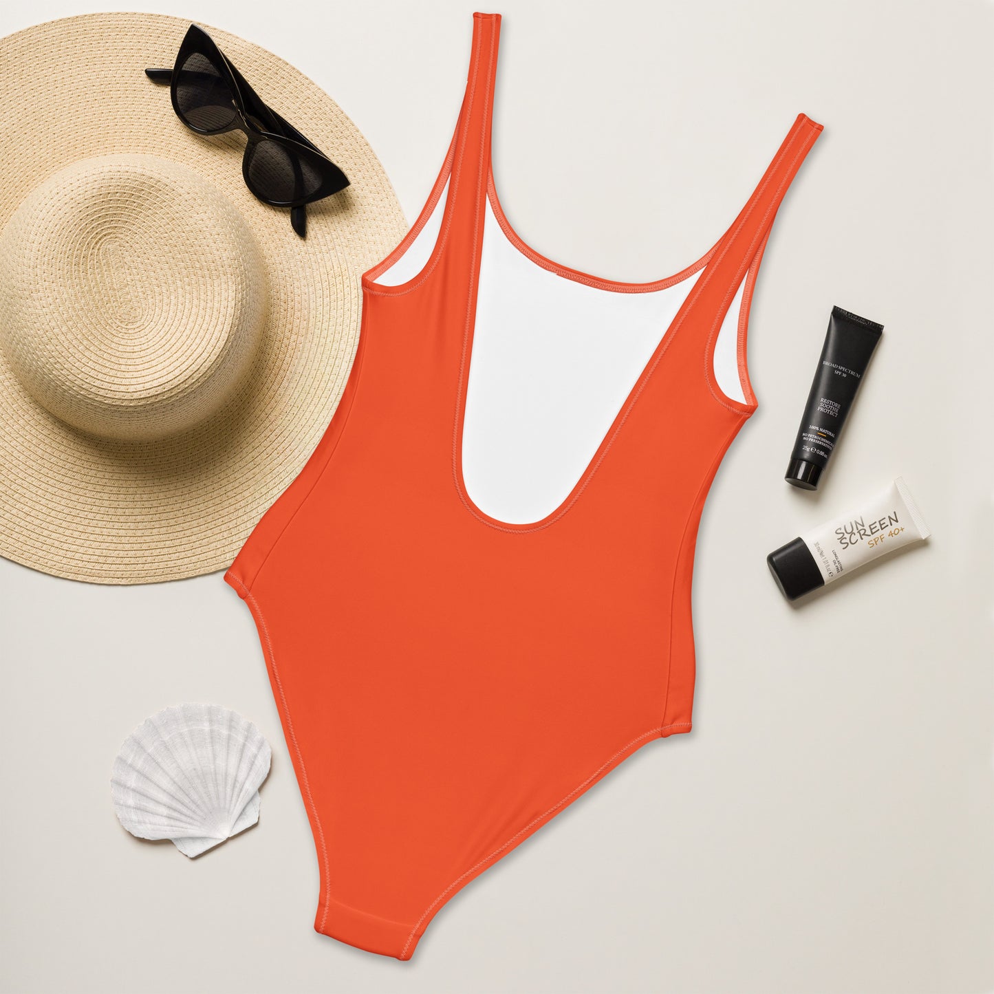Women's Orange Buttery Soft Swimsuit With UPF 50+