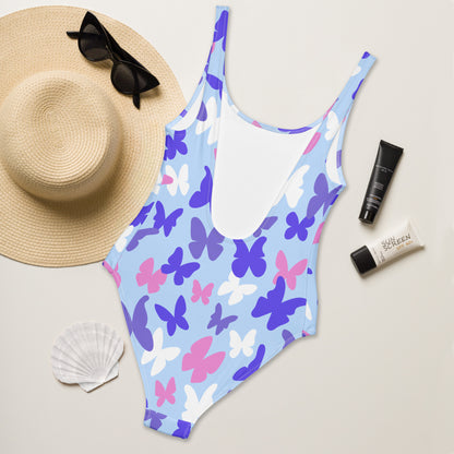 Women's Blue & Purple Butterfly Buttery Soft Swimsuit With UPF 50+