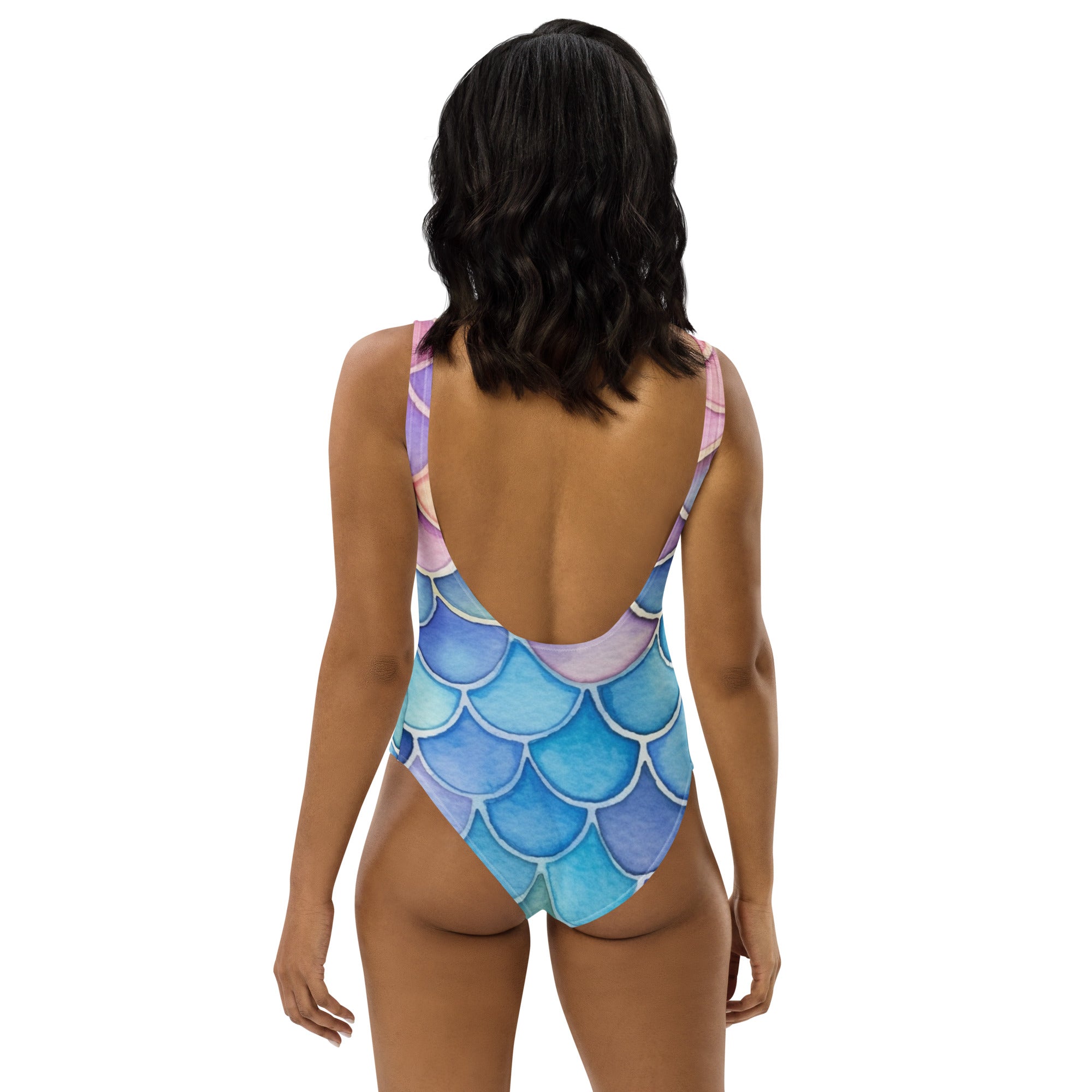 Women's Watercolor Mermaid Buttery Soft Swimsuit With UPF 50+