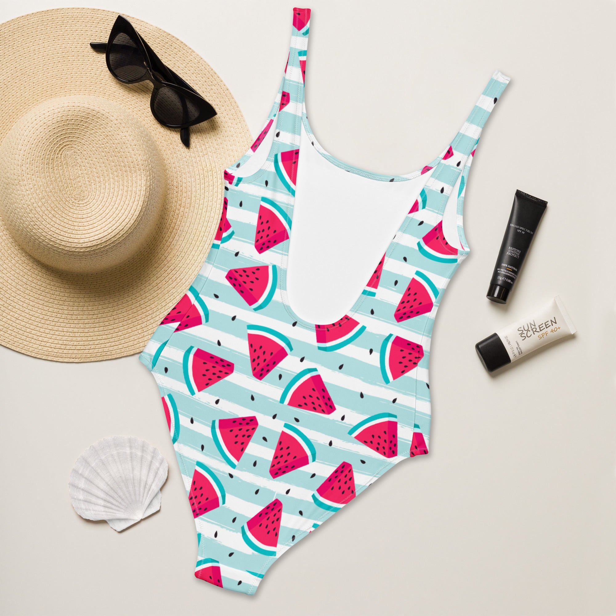 Women's Watermelon Stripe Buttery Soft Swimsuit With UPF 50+